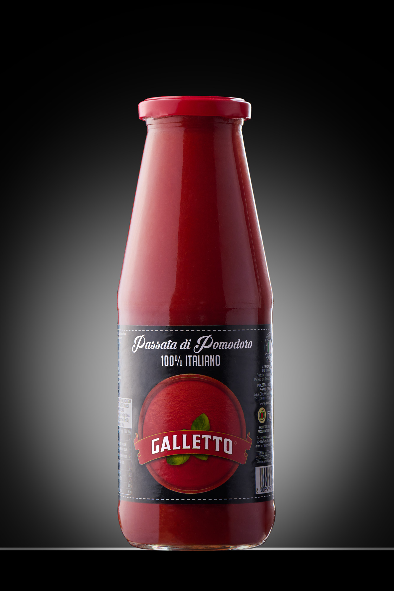 Pomodoro Galletto Packshot Bottiglia Passata - Luca Corsetti Studio
