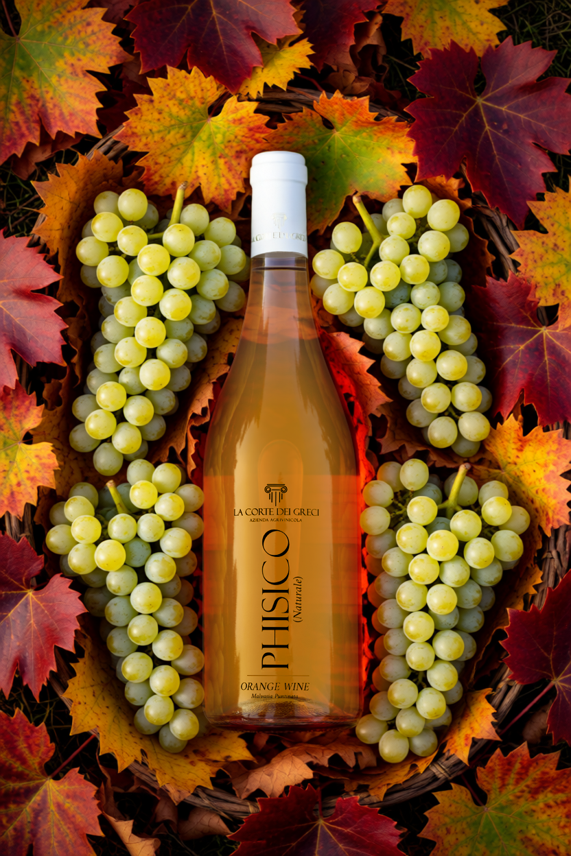 Luca Corsetti Studio - Phisico Orange Wine, risultato finale workflow ibrido con ambientazione autunnale