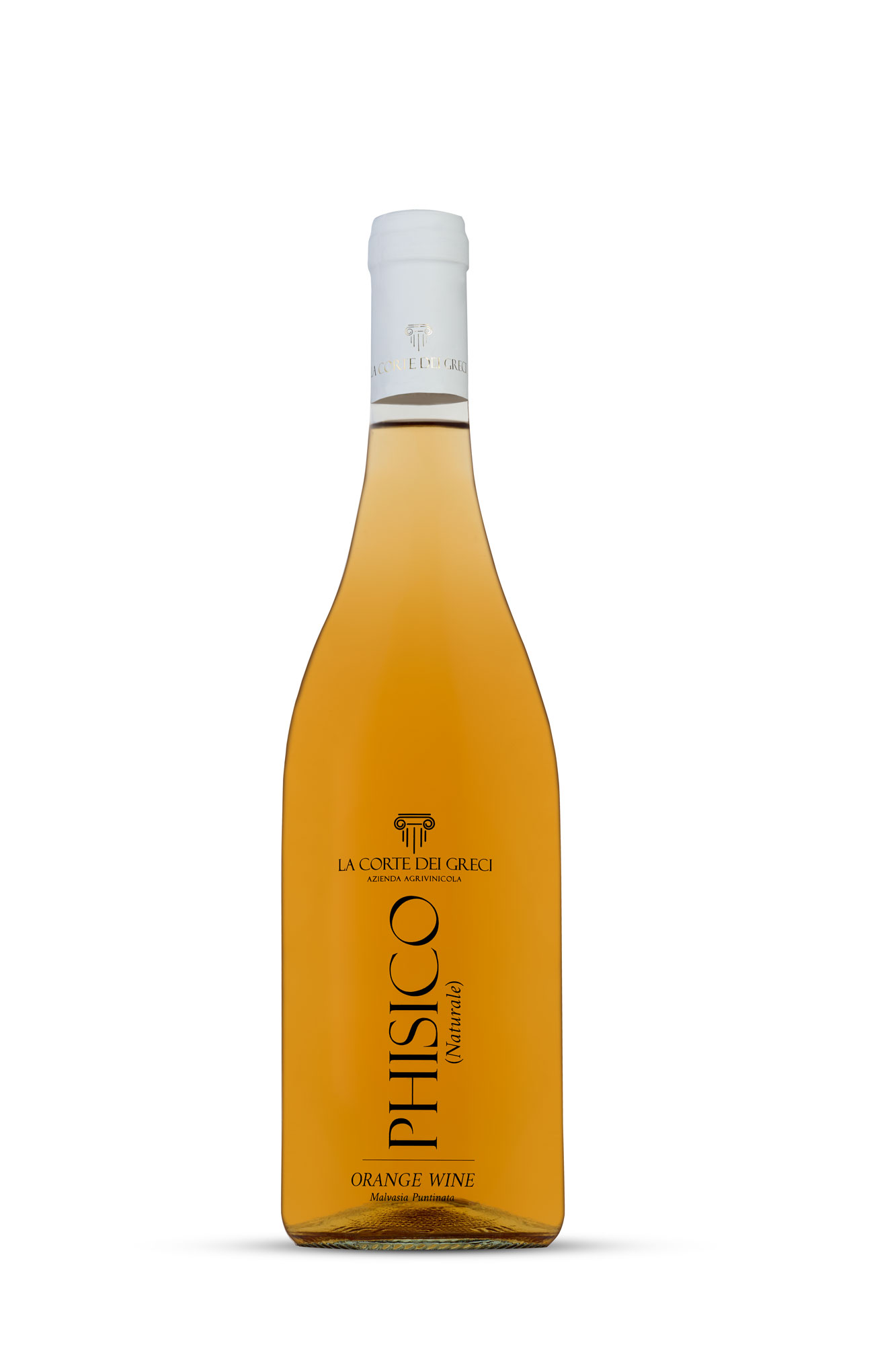 Luca Corsetti Studio - Phisico Orange Wine, scatto fotografico still life puro in studio su fondo bianco