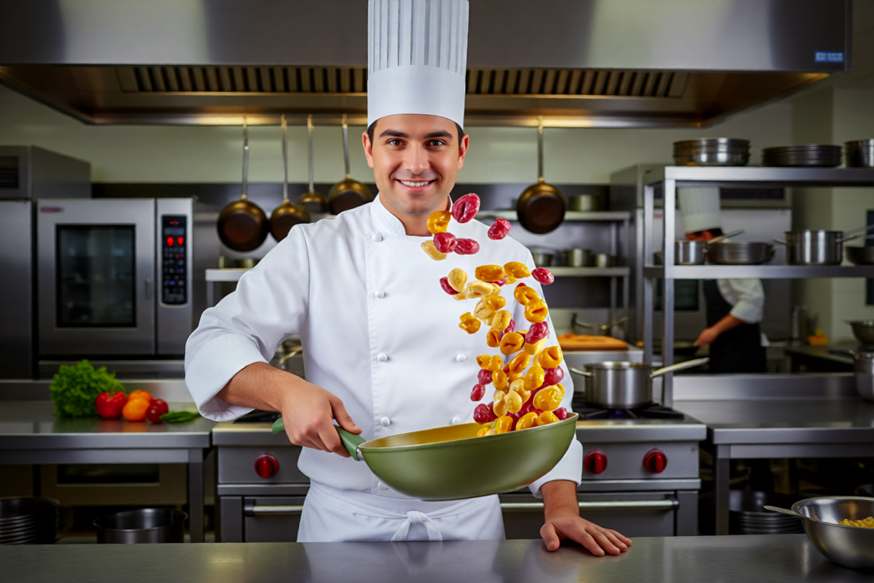 Luca Corsetti Studio - Gnocchi in padella, risultato finale inserito nel cuore della cucina professionale
